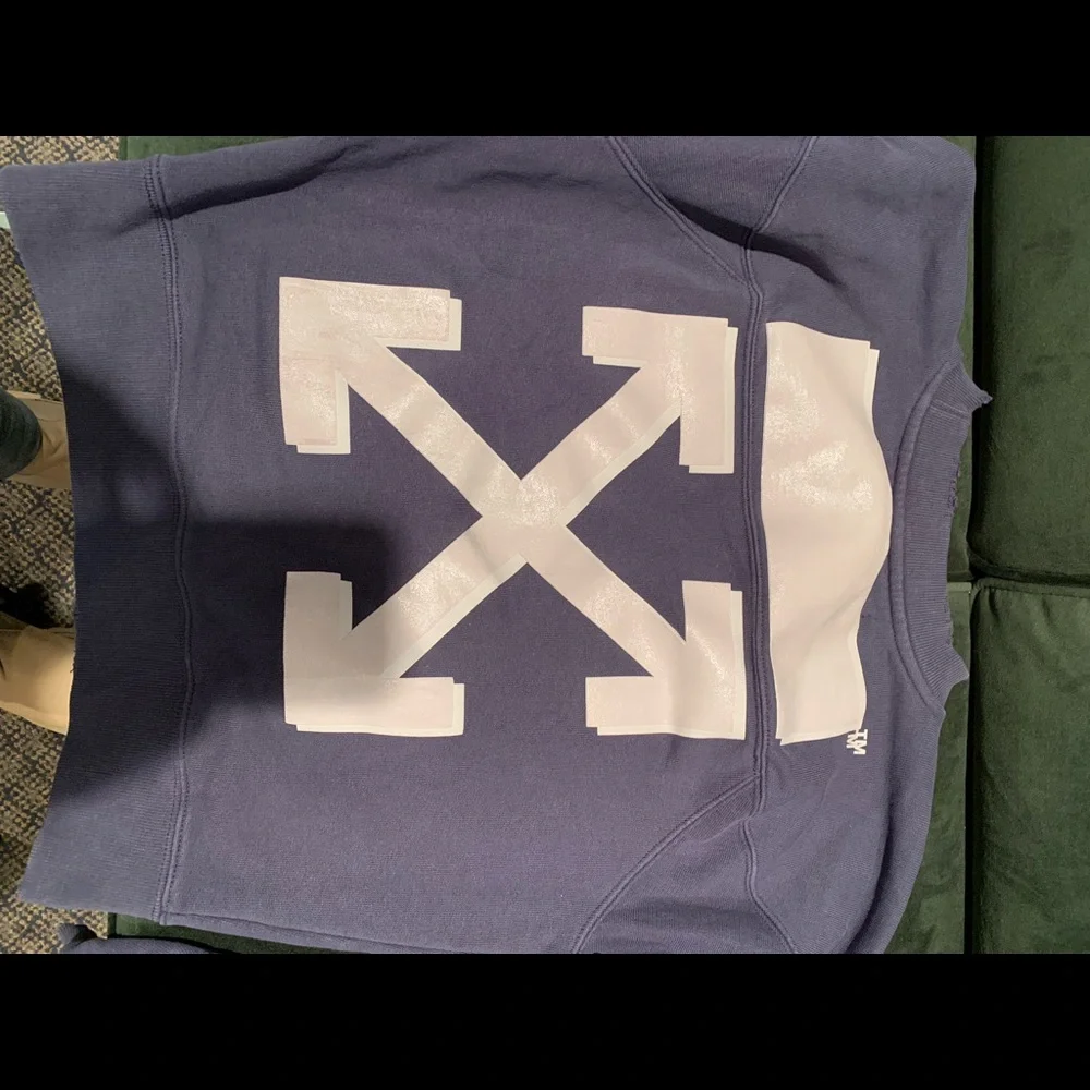 OFF-WHITE BLUE champion reverse weave edition crewneck sweat-shirt - Picture 3 of 7
